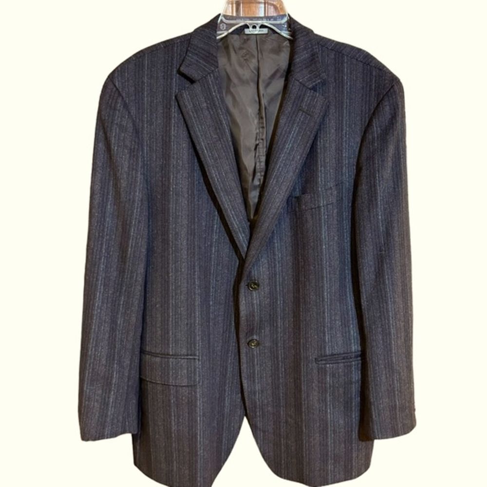 Mark Shale Zegna Wool Blend Dark Gray Stripe Sport Coat Suit Jacket 56r